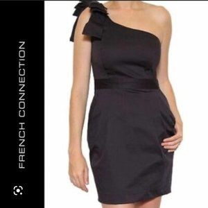 French Connection One Shoulder Dress Bow Detail - Size 4